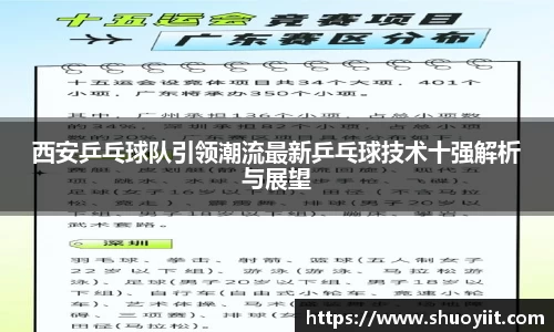 西安乒乓球队引领潮流最新乒乓球技术十强解析与展望