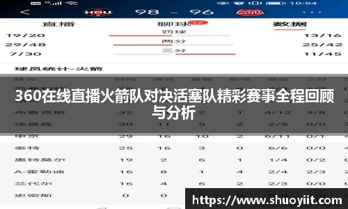 360在线直播火箭队对决活塞队精彩赛事全程回顾与分析